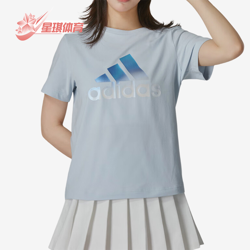 阿迪达斯女士经典透气运动短袖