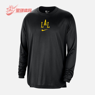 Nike/耐克正品男洛杉矶湖人队字母印花圆领速干长袖T恤DX9610-010
