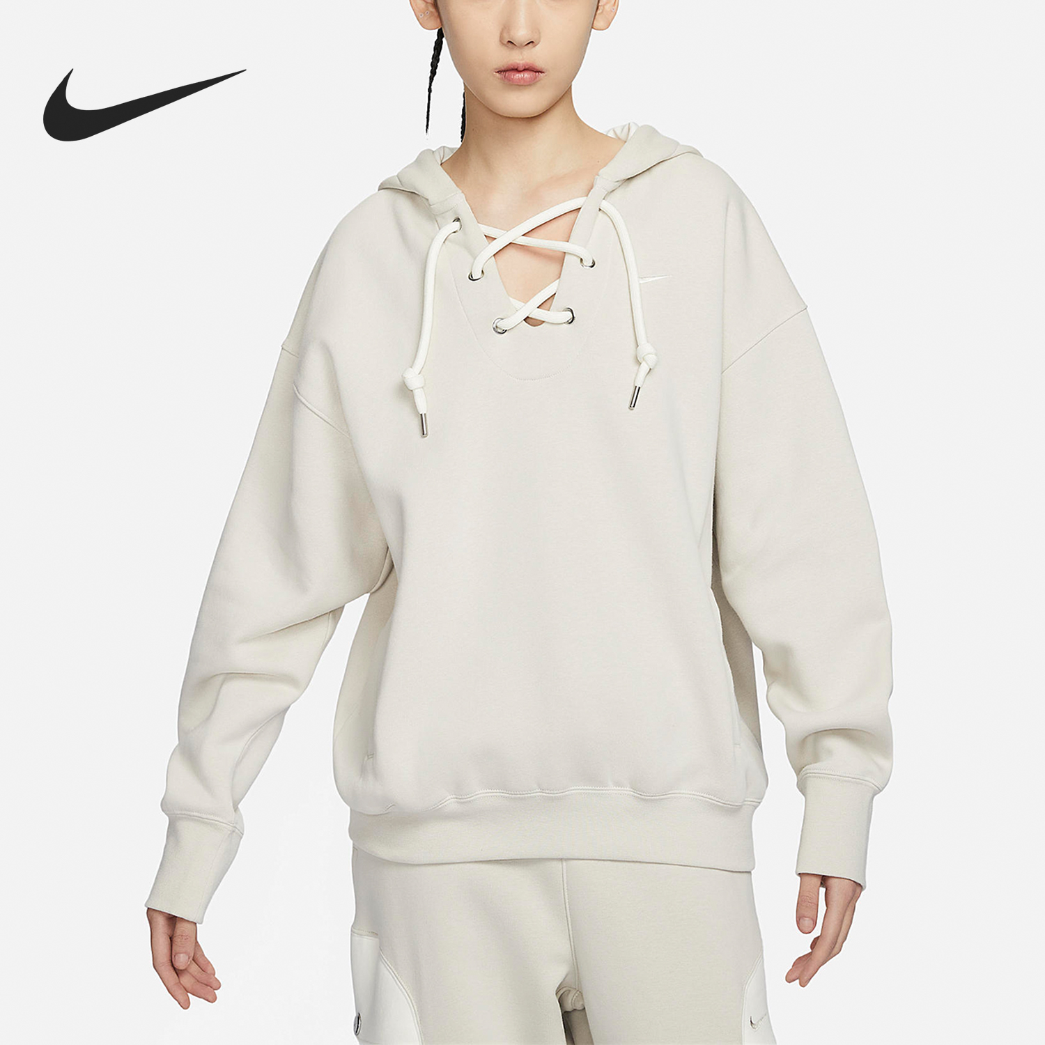 Nike/耐克正品春季新款女士绑带加绒连帽套头卫衣FN1917-072