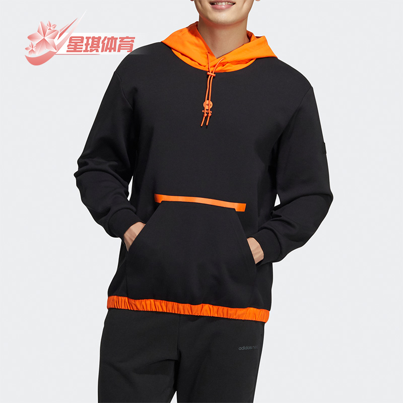 阿迪达斯休闲男加厚连帽套头卫衣