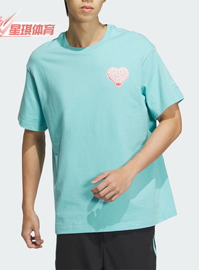 Adidas/阿迪达斯正品三叶草情侣款印花宽松针织短袖T恤JE3471