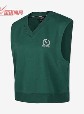 Skechers/斯凯奇正品女子新款V领复古针织背心马甲P423W046-02A2