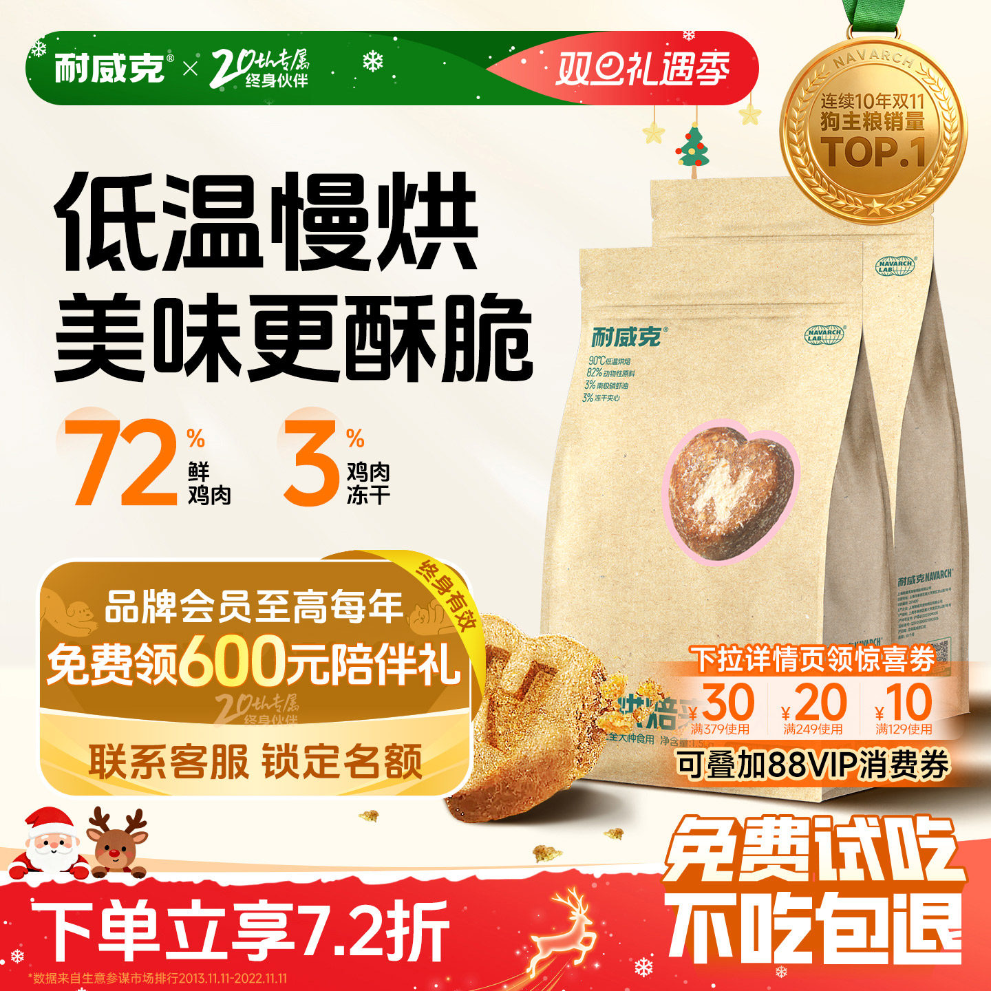 耐威克低温烘焙夹心狗粮成幼犬鲜肉无谷美毛泰迪大小型犬通用粮