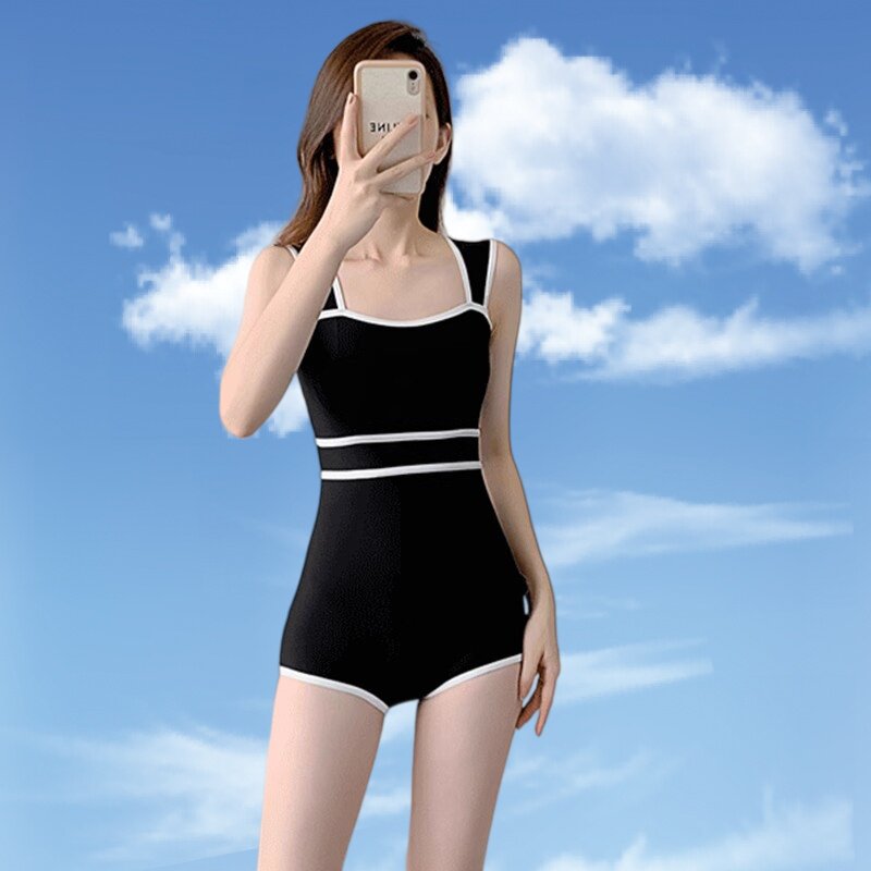正品维多利亚黑色连体保守泳衣女2026新款高级感温泉显瘦遮肚泳衣