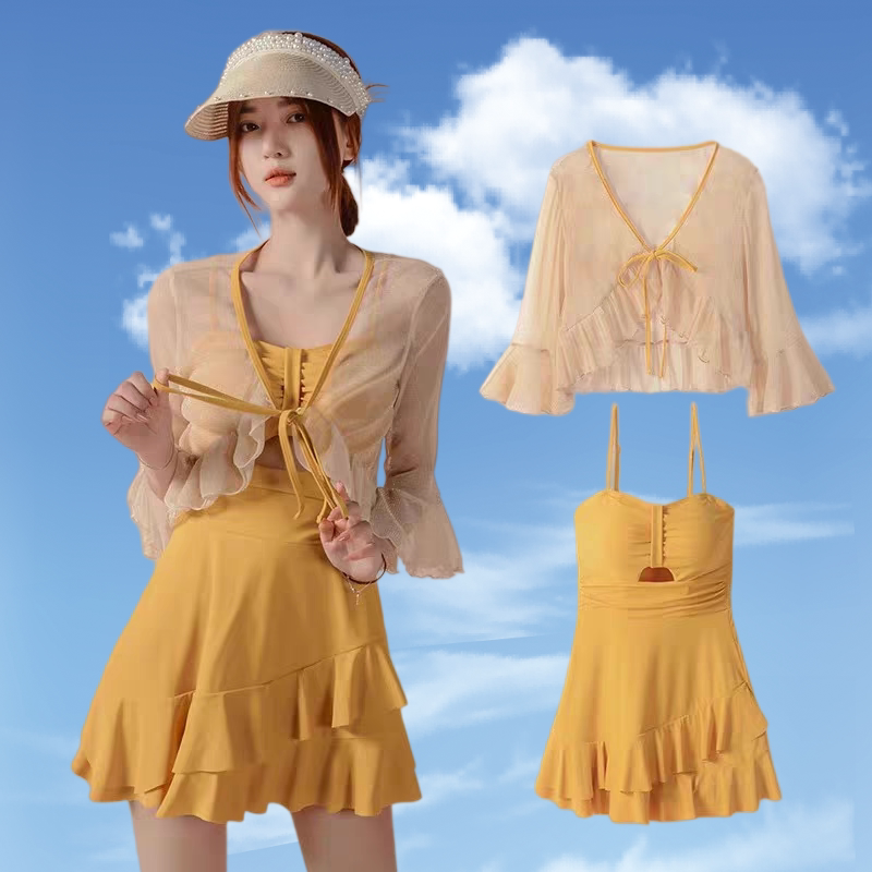 正品维多利亚2026泳衣女 ins泡温泉连体裙式显瘦遮肚保守大码胖mm