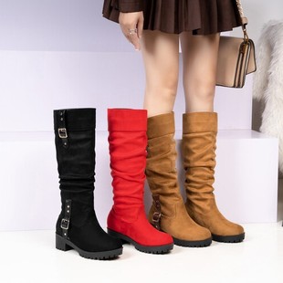款 女靴冬季 英伦骑士靴女秋冬外贸独立站wish亚马逊高筒大码 新款
