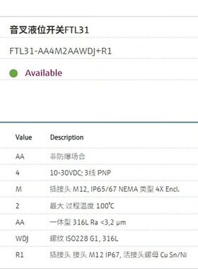 E+H 音叉液位计 FTL31-AA4M2AAWDJ+R1（议价