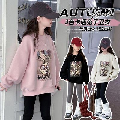 女童卫衣秋冬2024新款洋气儿童加绒加厚长袖韩版女孩卡通休闲上衣