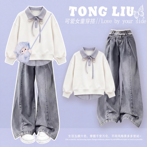女童秋季套装儿童学院风卫衣