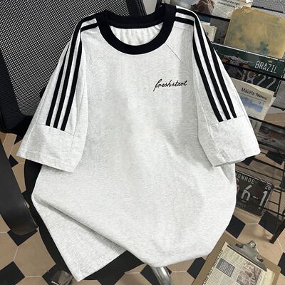 美式三条杠纯棉短袖T恤上衣