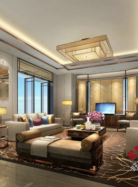 c90 嘉裕地产成都A1别墅样板房CAD施工图效果图方案奢华港式设计