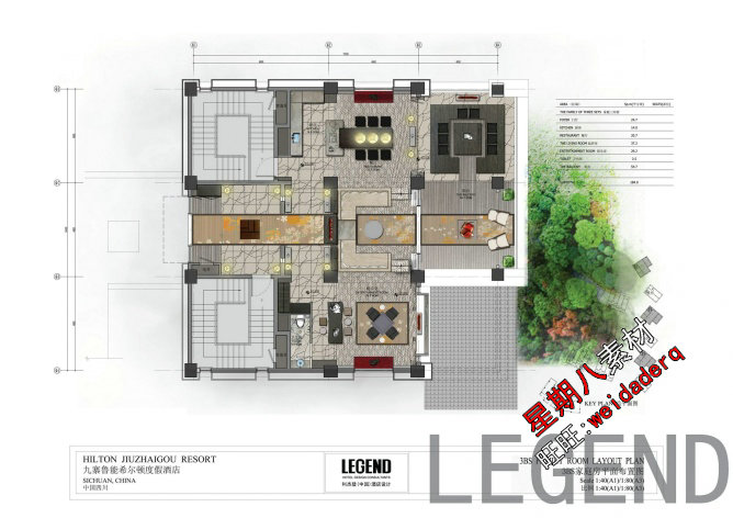 c66 国外名师设计九寨鲁能希尔顿度假酒店方案景观CAD施工图纸