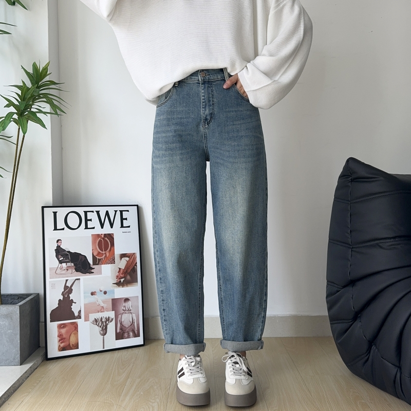 大码九分哈伦裤2025春牛仔老爹裤