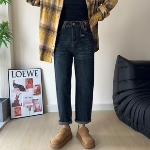 萝卜裤 女秋冬高腰弹力胖mm显瘦老爹裤 毛巾底哈伦牛仔裤 木木崧大码