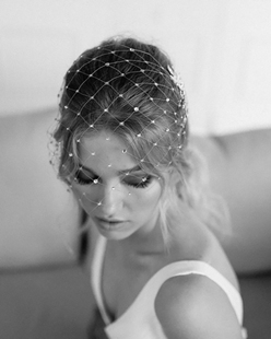 新娘领证法式 小礼帽复古英伦赫本气质网格面纱烫钻华丽婚纱饰品