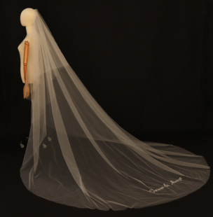 结婚头纱新娘领证长款头纱订婚誓言刺绣拖地双层头纱主婚纱配饰