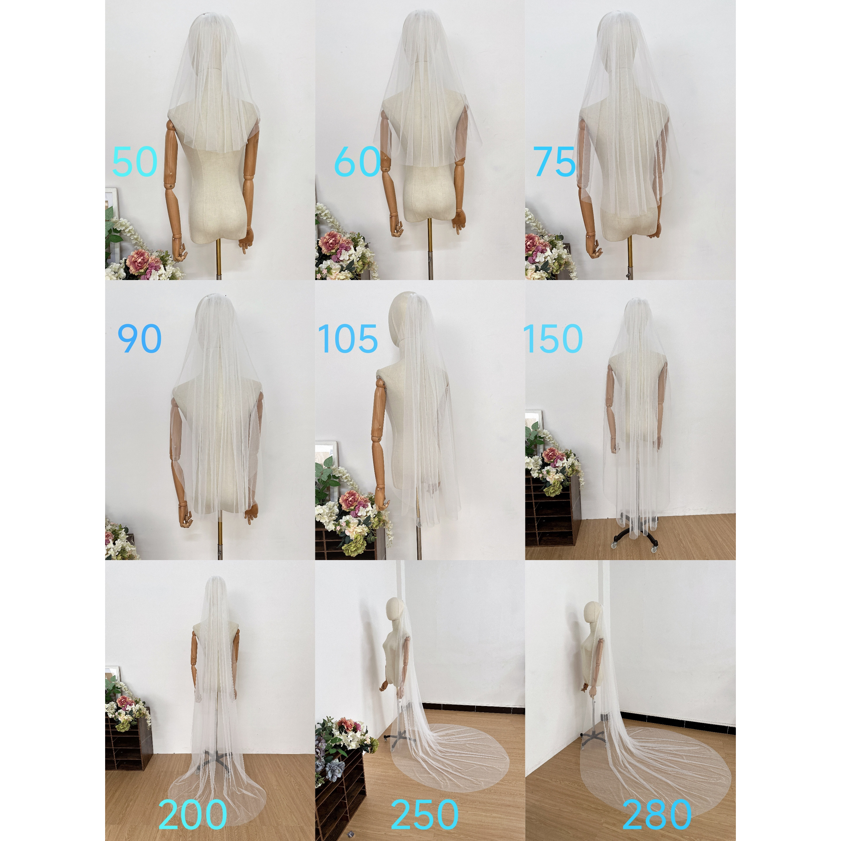 新娘结婚领证登记婚礼拍照写真造型头饰单层素纱裸纱多尺寸头纱