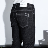 牛仔裤 原色高弹力休闲长裤 古士狼 时尚 潮流百搭黑色薄款 男夏季 修身