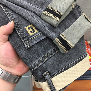 小脚长裤 春夏季 男2023欧洲站潮牌蓝色弹力修身 牛仔裤 动力牛 新款