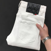 秋冬款 春夏季 动力牛 男欧洲站潮牌白色弹力修身 小脚长裤 新款 牛仔裤