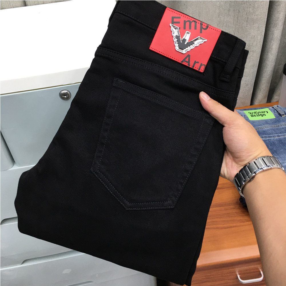 秋冬季黑色牛仔裤男潮流休闲百搭弹力修身小脚潮牌纯黑高端九分裤,男装,牛仔裤,淘宝优惠券,粉丝福利购,淘宝优惠卷