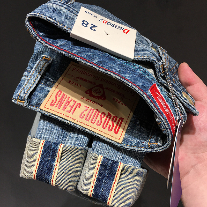 红边布牛仔裤男九分裤美式弹力修身小直筒长裤夏季薄款赤耳丹宁