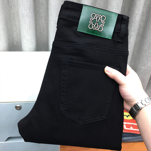 冬季 高端黑色牛仔长裤 小脚休闲宽松直筒九分裤 欧货弹力修身 男秋季