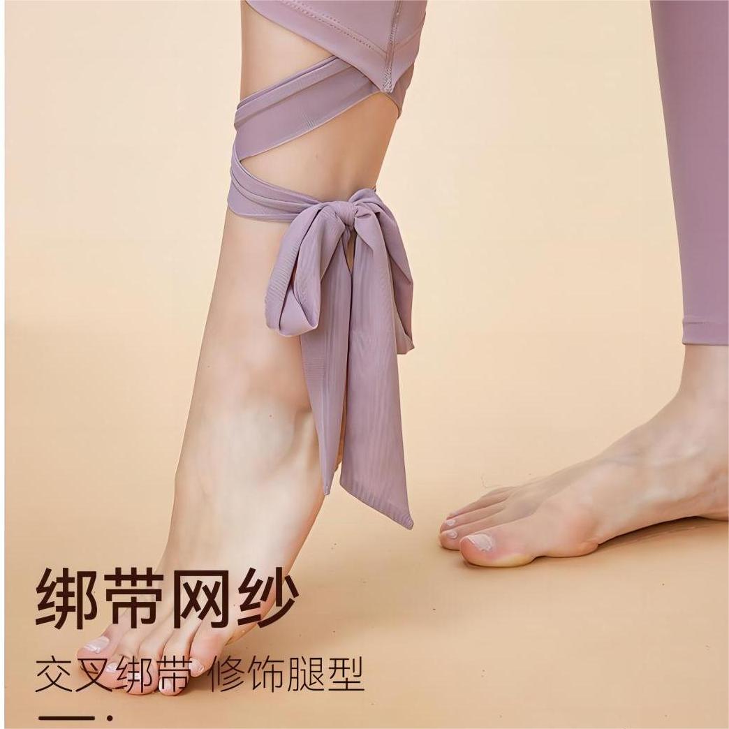 瑜伽长裤女夏健身裤小腿绑带个性潮高腰提臀无尴尬线运动裤夏新品