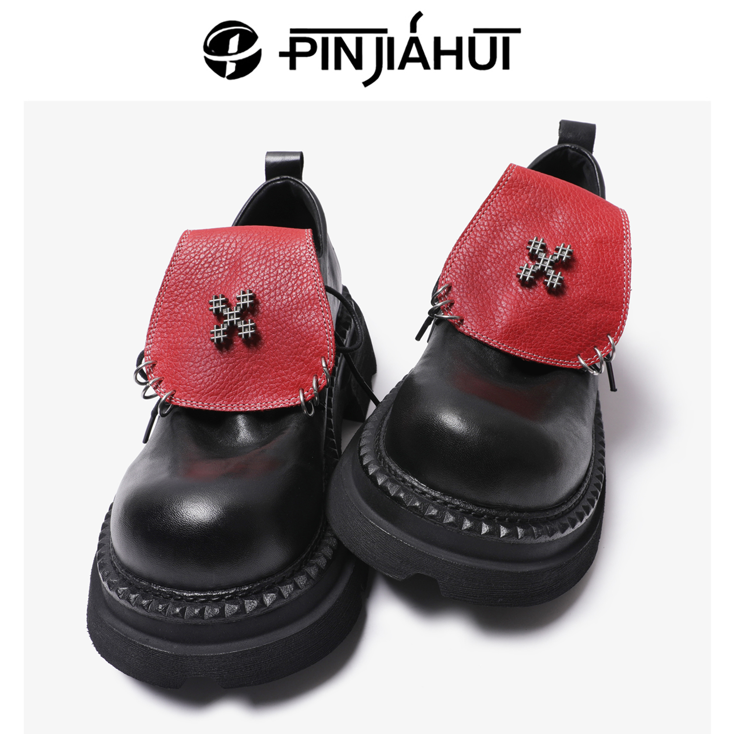 水洗牛皮德比鞋奇头小皮鞋男女款