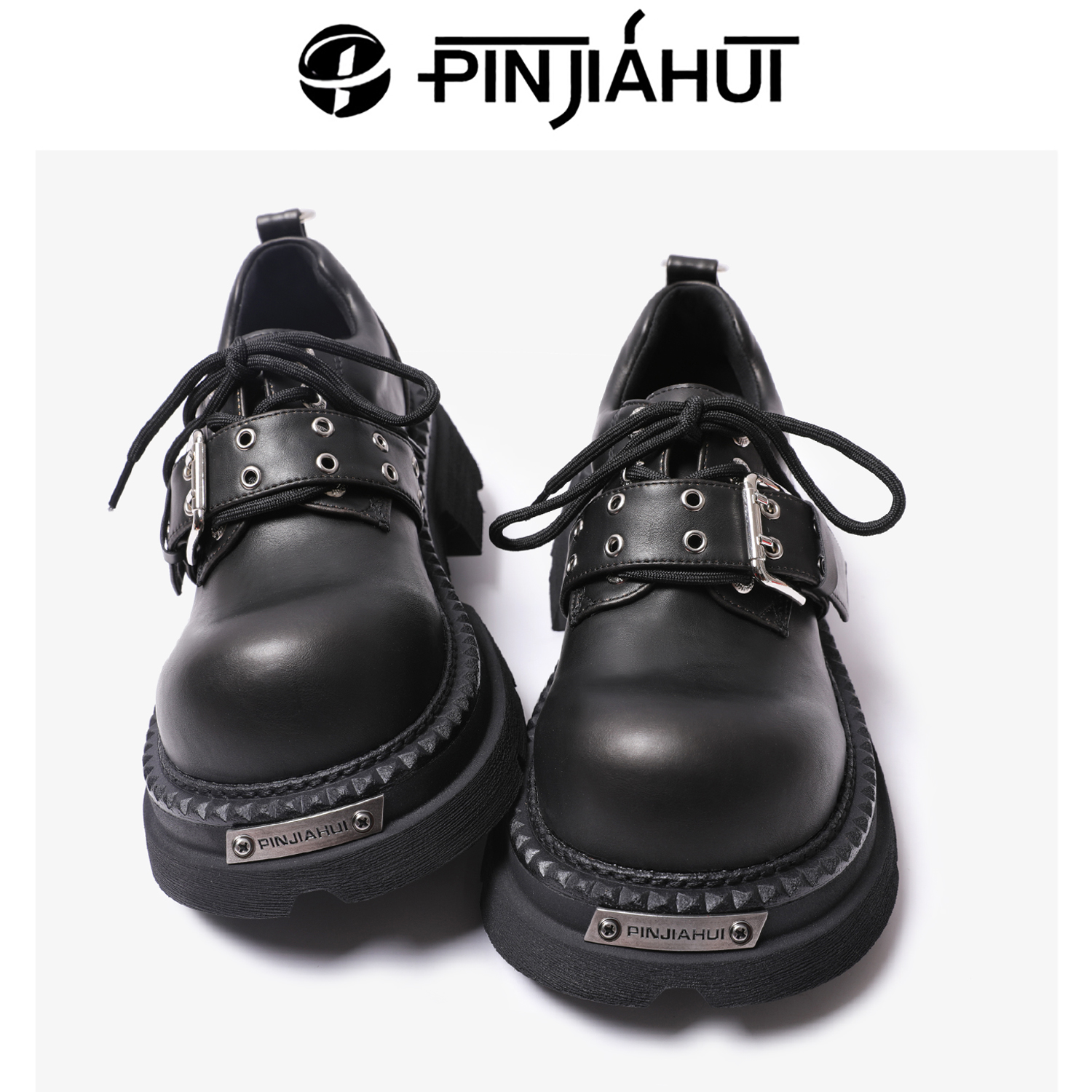 金属厚底系带皮鞋雅痞单鞋潮鞋