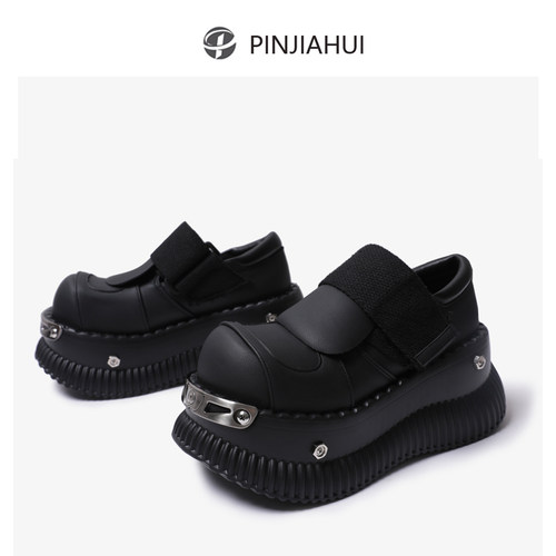 亚文化真皮大头休闲鞋松糕鞋单鞋