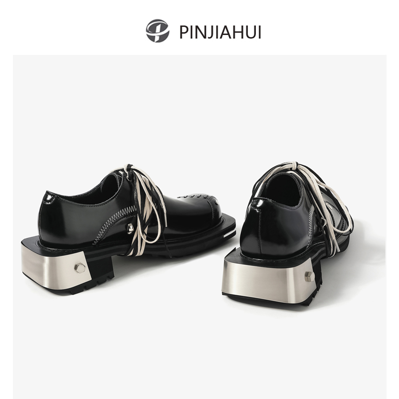 pinjiahui德比鞋英伦风拼接皮鞋