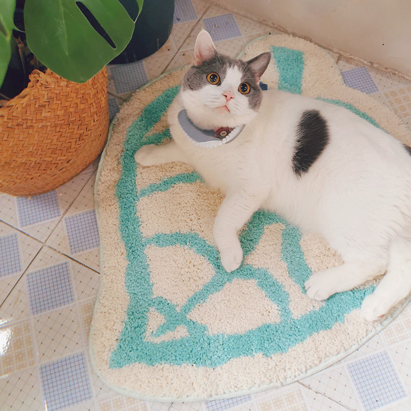 猩猩●自制树叶地毯异形猫咪地垫tufting动物森友会周边簇绒毯子