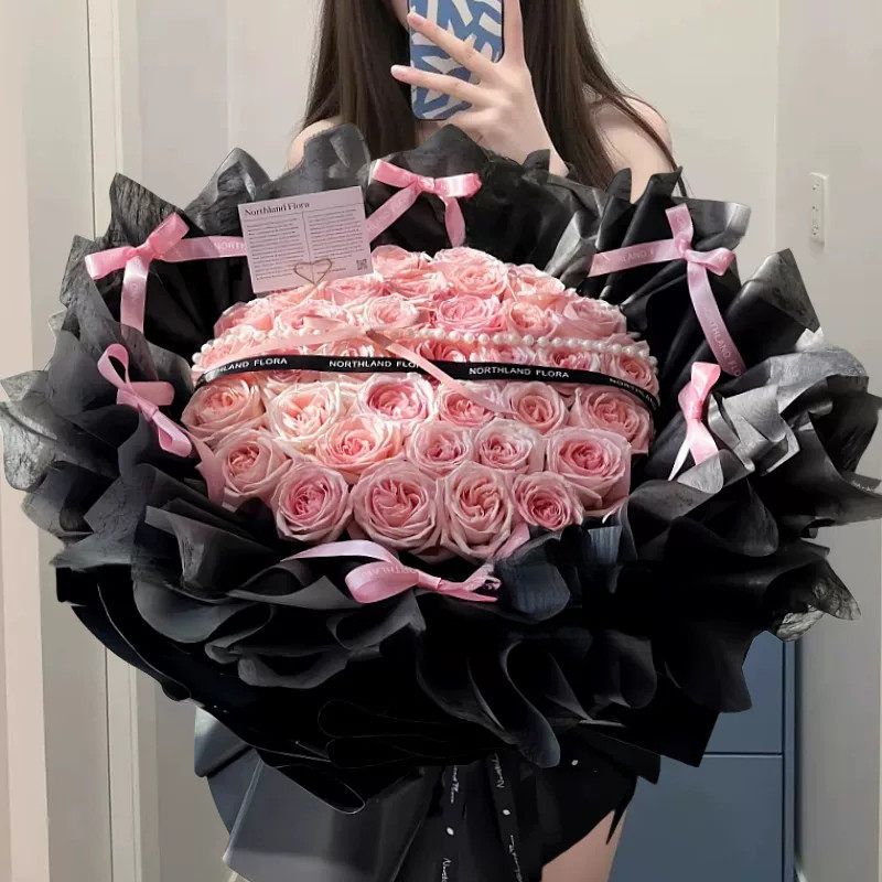 全国99朵粉玫瑰花束配送女友闺蜜生日惊喜鲜花速递同城广州深圳店