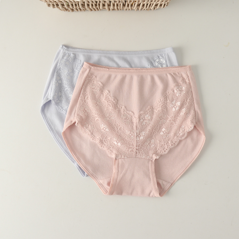 女纯棉花边高腰三角裤内裤