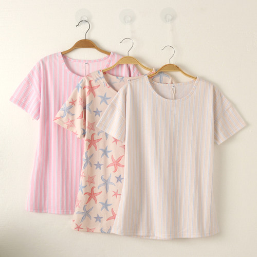女纯棉薄款短袖家居服睡衣夏大码