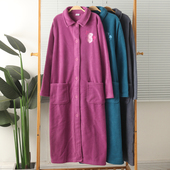 秋冬大码 家居服睡袍睡裙保暖罩衫 长款 外贸女摇粒绒薄绒抓绒长袖