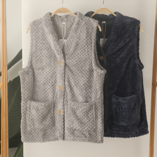 背心马甲坎肩保暖秋冬 女士珊瑚绒菠萝绒立领护颈无袖 特价 福利款