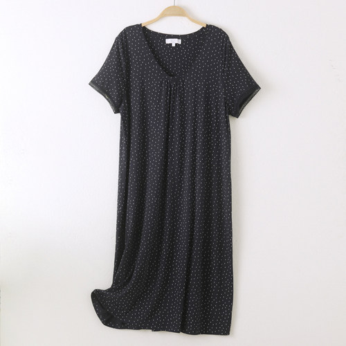 女莫代尔棉薄款短袖家居服睡裙夏