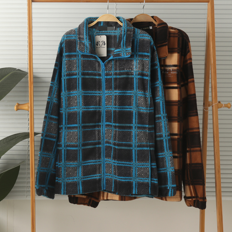 男摇粒绒开身长袖外套家居服上衣