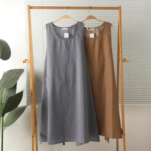 女纯棉无袖围裙家务服防污