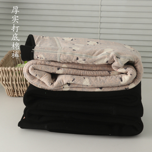 女士夹层羊毛丝绵高腰三层加厚打底裤棉裤内搭保暖冬厚实