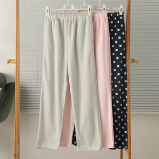 外贸女摇粒绒双面绒薄绒带口袋高腰家居裤睡裤裤子长裤保暖秋冬