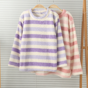 断码特价外贸女童珊瑚绒圆领长袖家居服睡衣上衣保暖冬