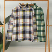 家居服睡衣上衣打底衫 特价 外贸女摇粒绒贴身纯棉半高领护颈长袖 冬