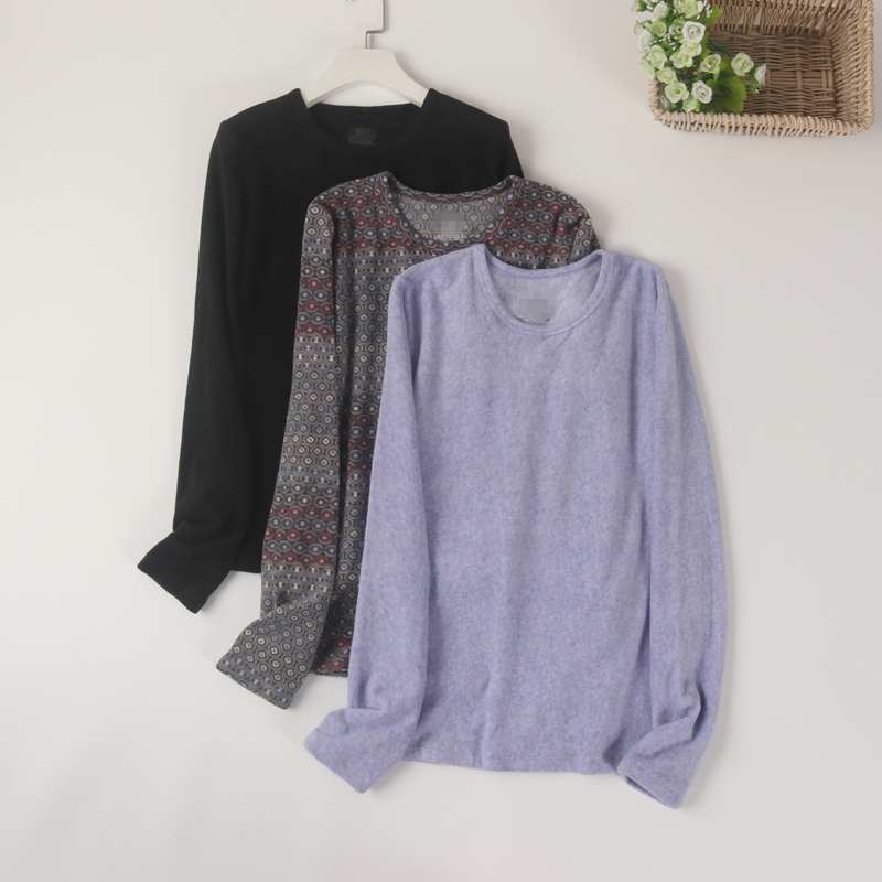 摇粒绒圆领薄款保暖秋冬打底衫