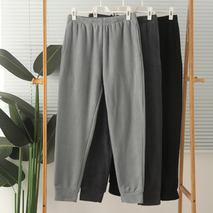 外贸男摇粒绒抓绒薄绒高腰带口袋收口式家居裤睡裤裤子长裤春秋
