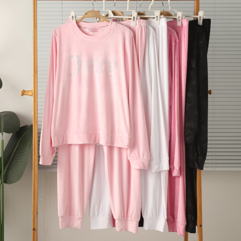 女薄绒超柔长袖长裤睡衣秋冬保暖