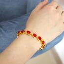 气质精致花朵手链女镀金镶玉手镯子仿黄金色红宝石显白手串送妈妈