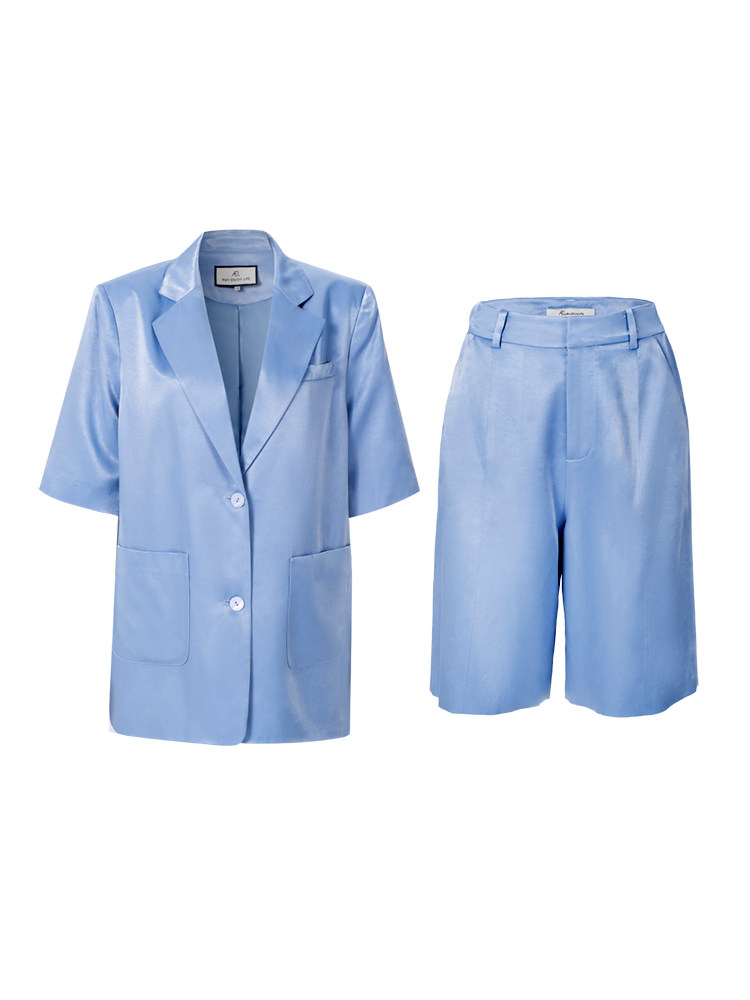SUIT SUIT WOMENS FASHION LOOSE DRAPE SUIT CASUAL SHORTS TWO-PIECE THIN SET